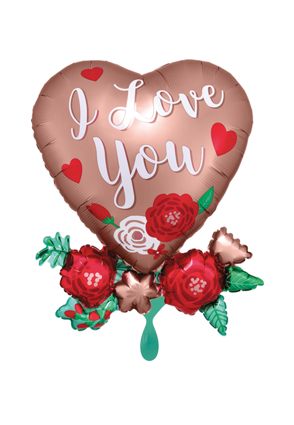I Love You Rosegold Herz Folienballon 76cm heliumgefüllt