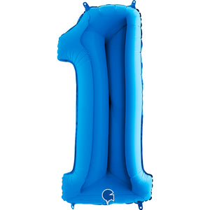 Zahl 1 blau Folienballon 102cm