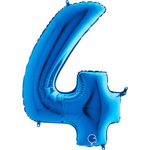 Zahl 4 blau Folienballon 102cm