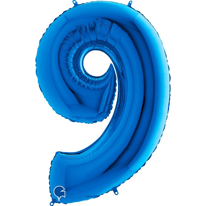 Zahl 9 blau Folienballon 102cm