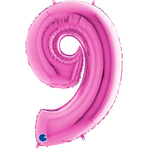 Zahl 9 pink Folienballon 102cm