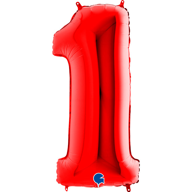 Zahl 1 rot Folienballon 102cm