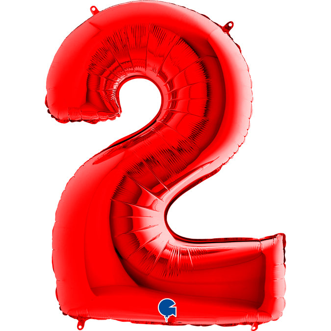 Zahl 2 rot Folienballon 102cm