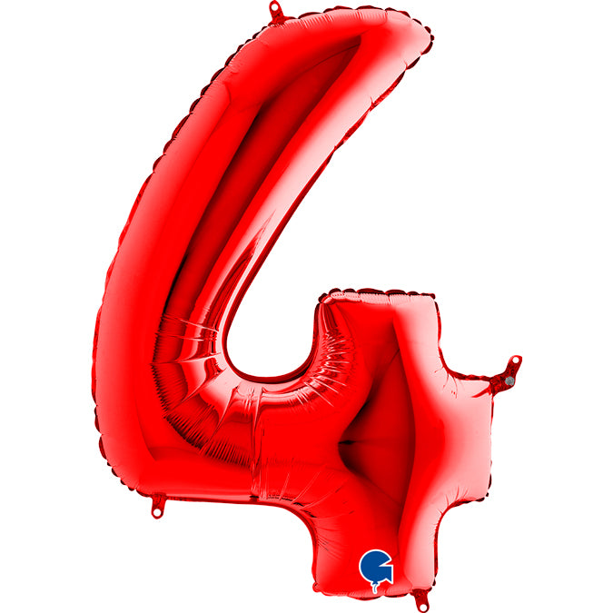Zahl 4 rot Folienballon 102cm