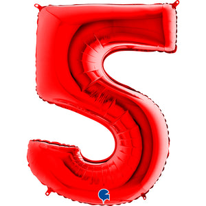 Zahl 5 rot Folienballon 102cm