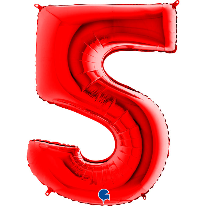 Zahl 5 rot Folienballon 102cm