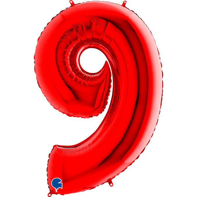 Zahl 9 rot Folienballon 102cm