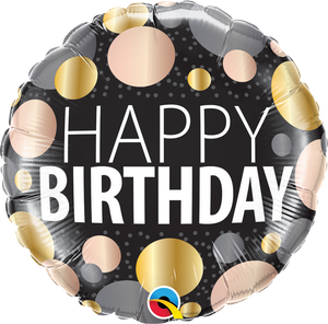 Birthday Big Metallic Dots Folienballon 45cm heliumgefüllt