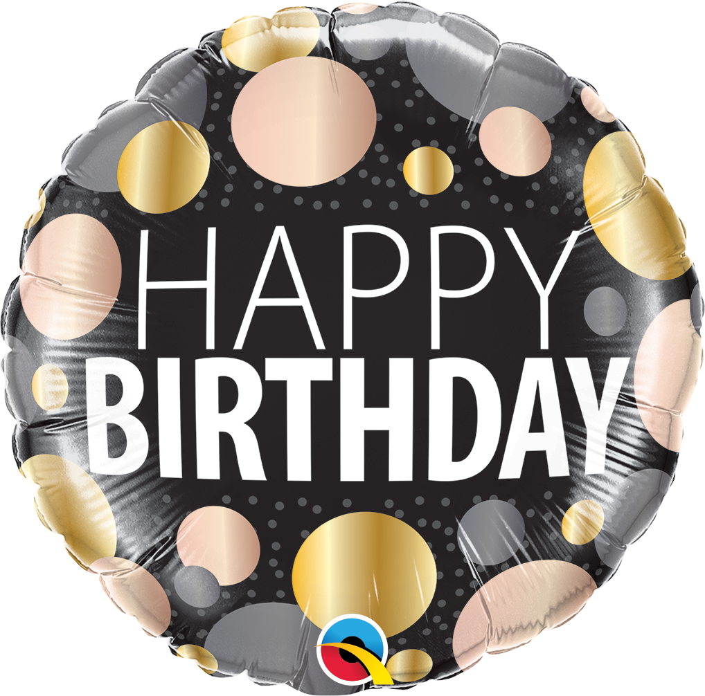 Birthday Big Metallic Dots Folienballon 45cm heliumgefüllt