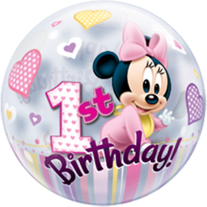 Minnie Mouse 1st Birthday Bubble Ballon heliumgefüllt