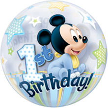 Laden Sie das Bild in den Galerie-Viewer, Mickey Mouse 1st Birthday Bubble Ballon heliumgefüllt

