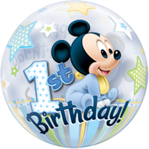 Mickey Mouse 1st Birthday Bubble Ballon heliumgefüllt