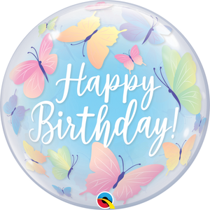 Birthday Soft Butterflies Bubble Ballon heliumgefüllt