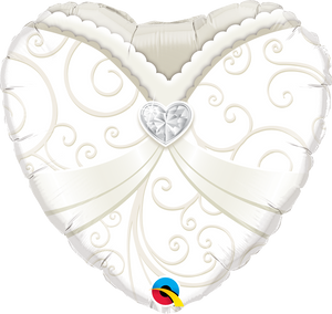 Brautkleid Herz Folienballon 45cm heliumgefüllt