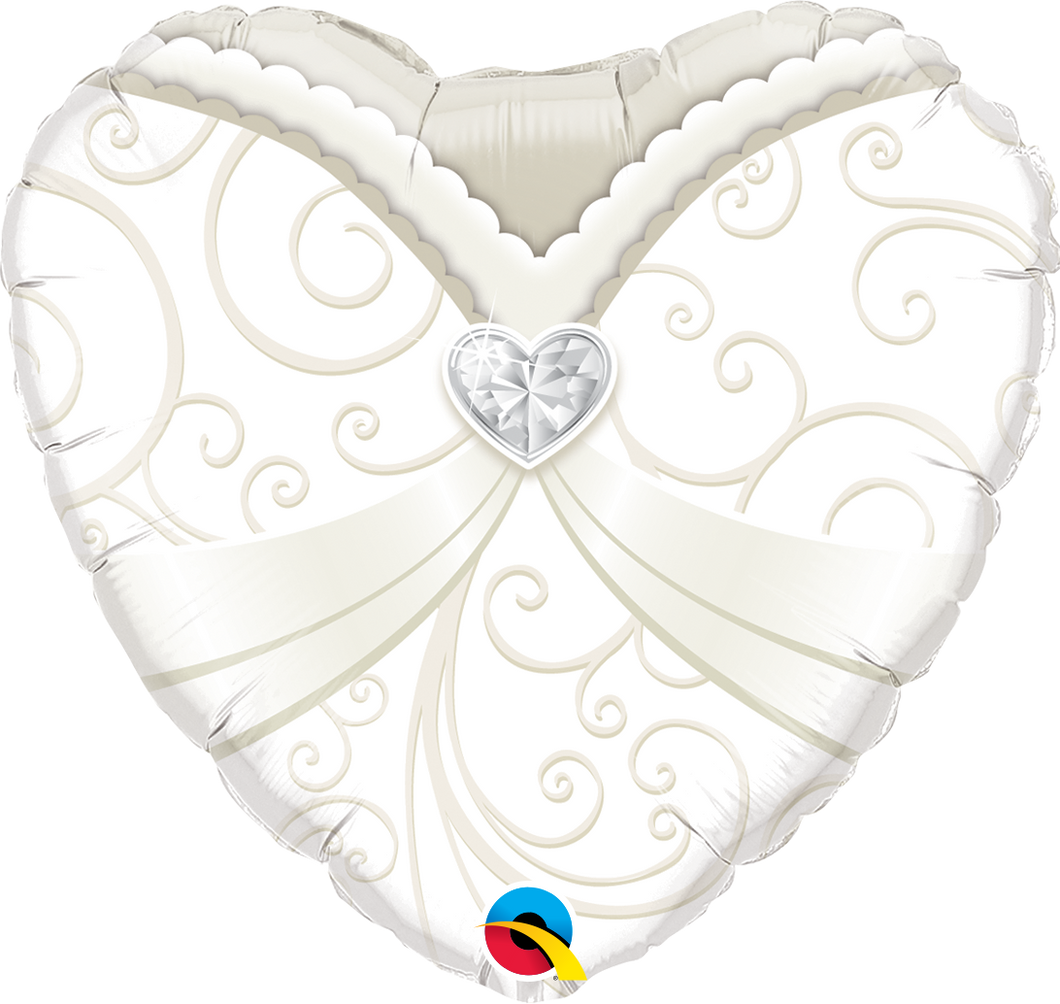 Brautkleid Herz Folienballon 45cm heliumgefüllt