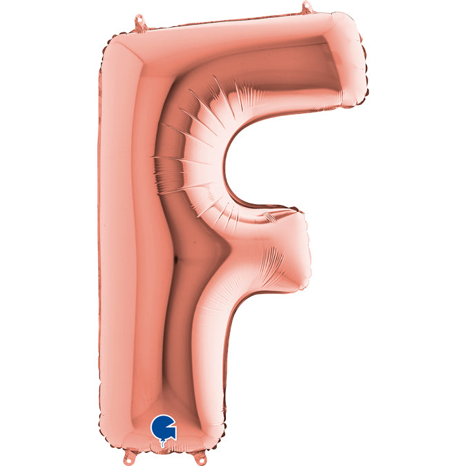 Buchstabe F rosegold Folienballon 102cm heliumgefüllt