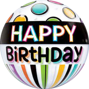 Birthday Black Band & Dots Bubble Ballon