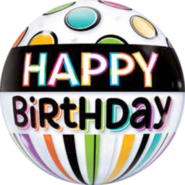 Birthday Black Band & Dots Bubble Ballon