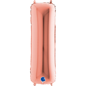 Buchstabe I rosegold Folienballon 102cm heliumgefüllt