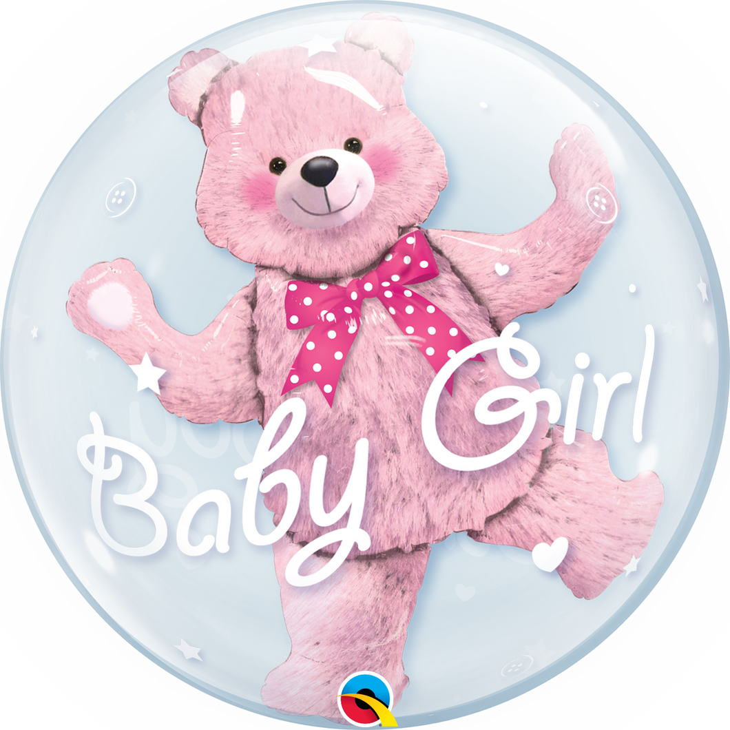 Baby Pink Bear Double Bubble heliumgefüllt
