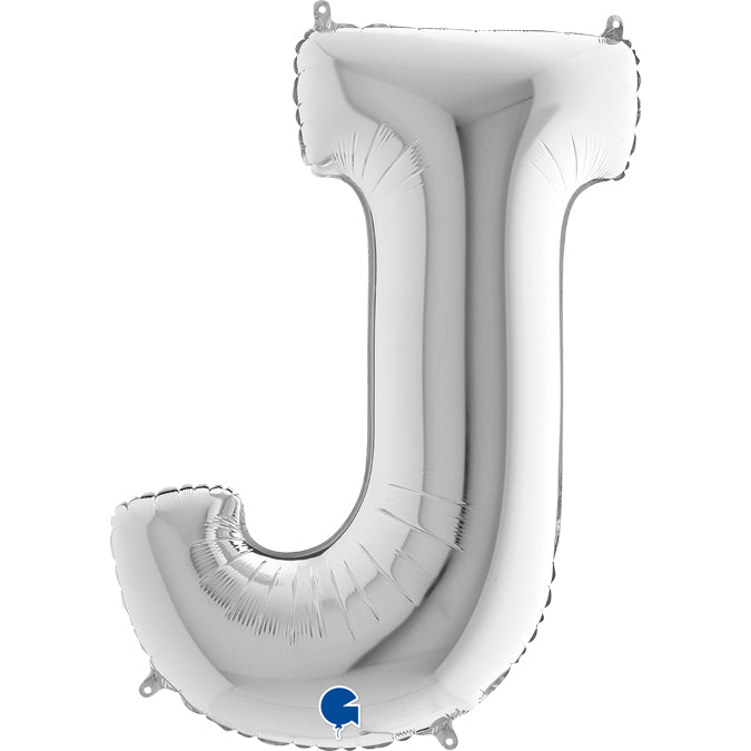 Buchstabe J silber Folienballon 102cm heliumgefüllt