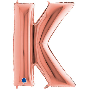 Buchstabe K rosegold Folienballon 102cm heliumgefüllt