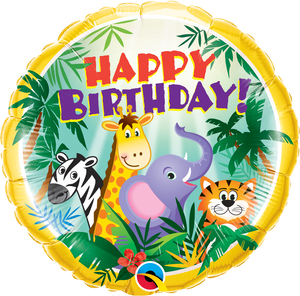 Birthday Jungle Friends Folienballon 45cm ungefüllt