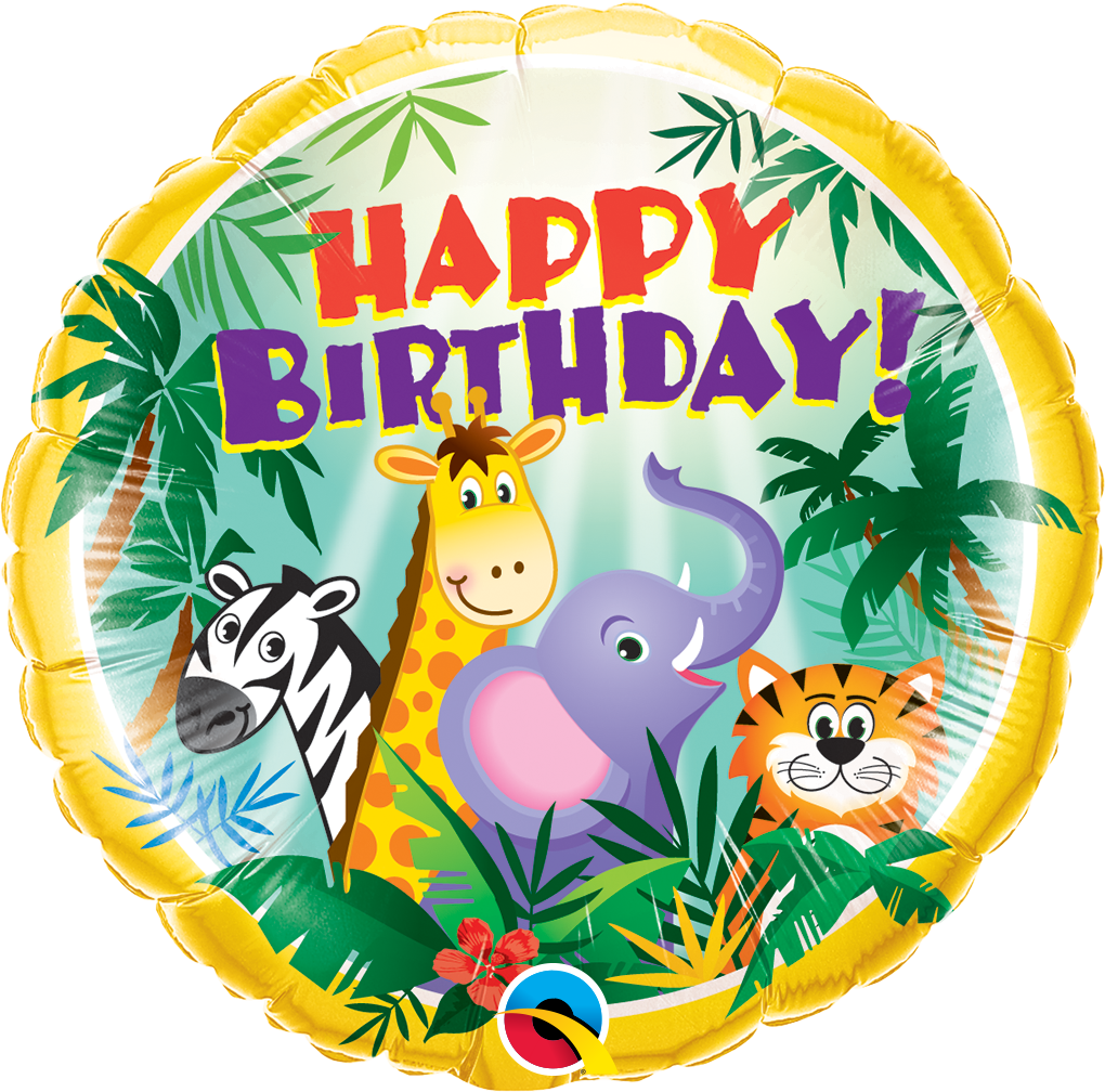 Birthday Jungle Friends Folienballon 45cm ungefüllt