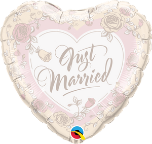 Just married Rosen Herz Folienballon 45cm