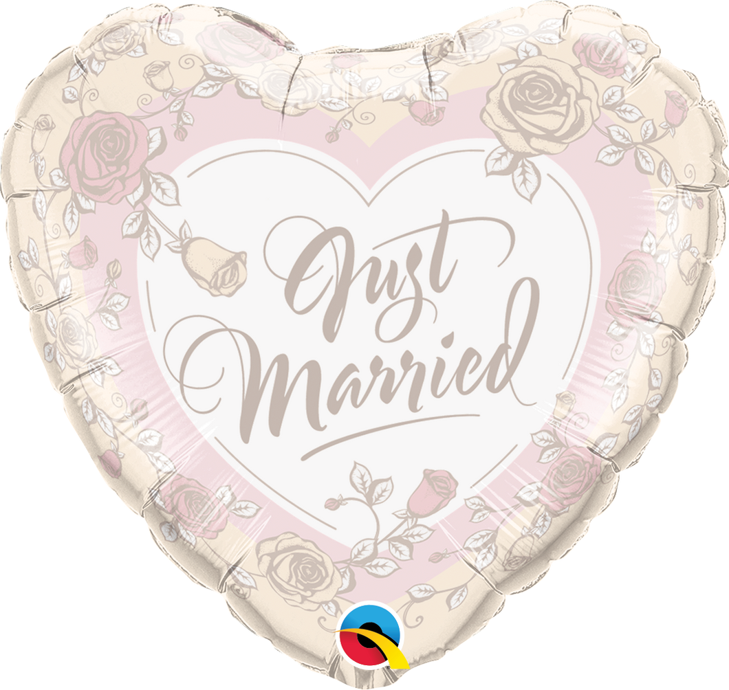 Just married Rosen Herz Folienballon 45cm
