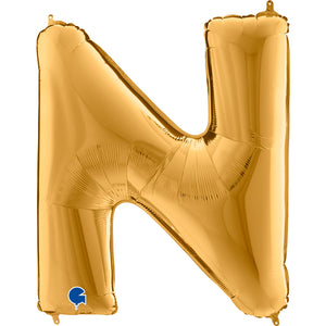 Buchstabe N gold Folienballon 102cm ungefüllt