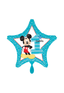 1st Birthday Mickey Mouse Stern Folienballon 45cm heliumgefüllt