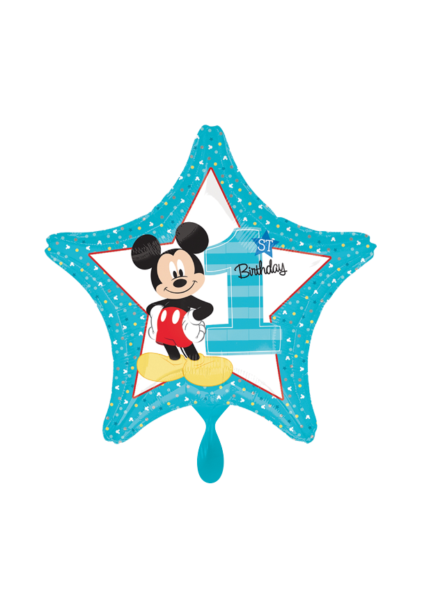 1st Birthday Mickey Mouse Stern Folienballon 45cm heliumgefüllt