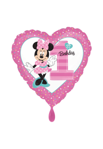 1st Birthday Minnie Mouse Herz Folienballon 45cm ungefüllt