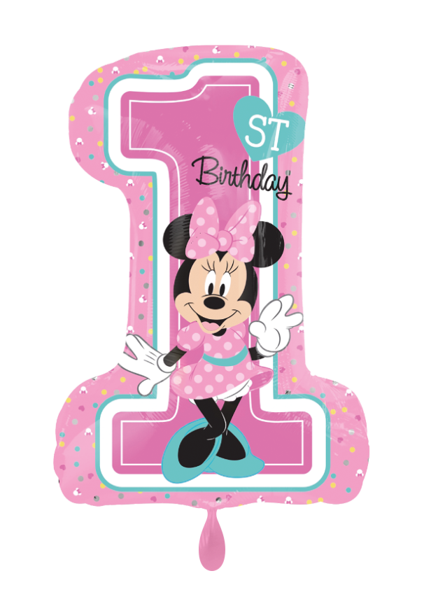 1st Birthday Minnie Mouse Zahl Folienballon 71cm ungefüllt