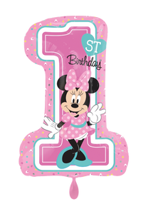 1st Birthday Minnie Mouse Zahl Folienballon 71cm heliumgefüllt