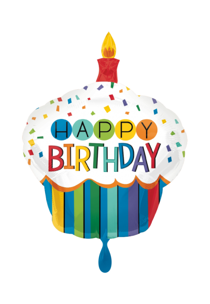 Happy Birthday Cupcake Folienballon 91cm ungefüllt
