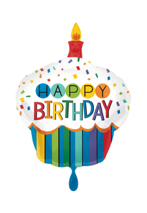 Happy Birthday Cupcake Folienballon 91cm heliumgefüllt