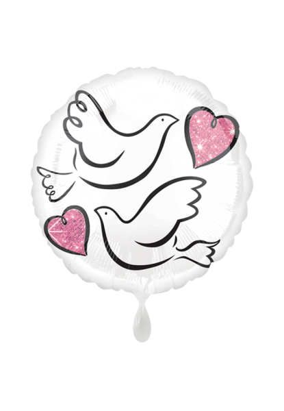 Hochzeitstauben Folienballon 45cm heliumgefüllt