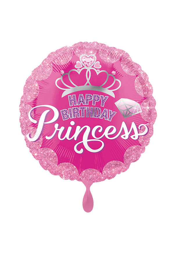 Happy Birthday Princess Pink Folienballon 45cm heliumgefüllt