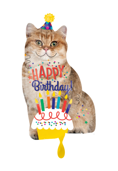 Happy Birthday Katze Folienballon 83cm ungefüllt