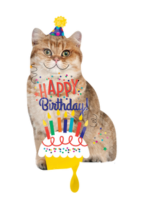 Happy Birthday Katze Folienballon 83cm heliumgefüllt
