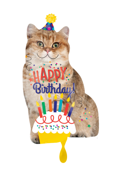 Happy Birthday Katze Folienballon 83cm heliumgefüllt