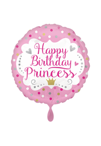 Happy Birthday Princess Folienballon 45cm heliumgefüllt