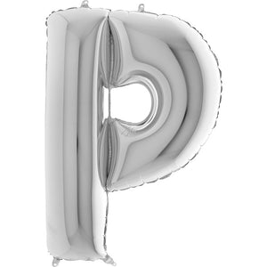 Buchstabe P silber Folienballon 102cm heliumgefüllt