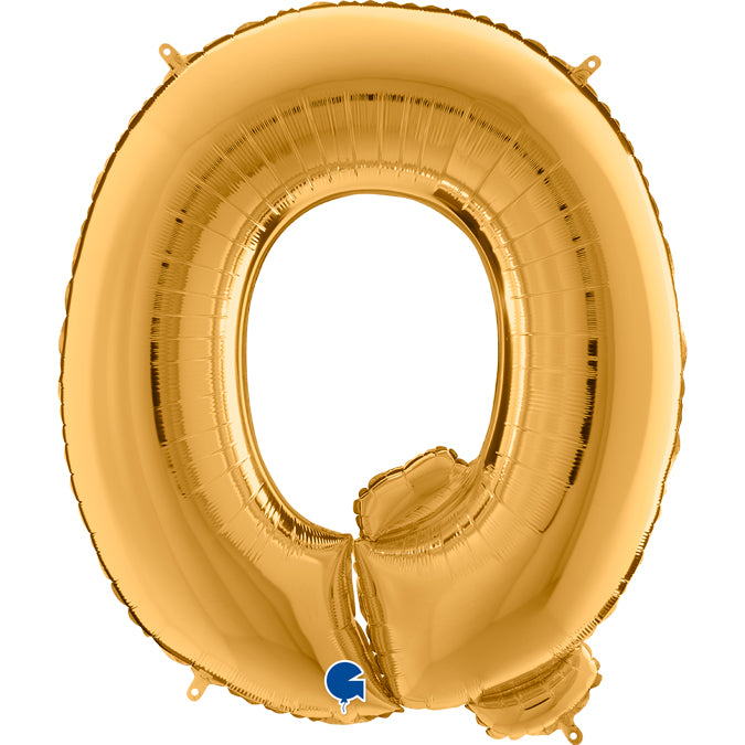 Buchstabe Q gold Folienballon 102cm heliumgefüllt