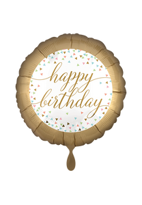 Happy Birthday Gold, Pastell Konfetti Folienballon 45cm ungefüllt