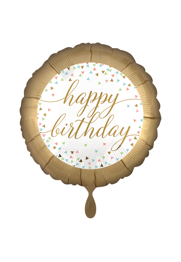 Happy Birthday Gold, Pastell Konfetti Folienballon 45cm ungefüllt