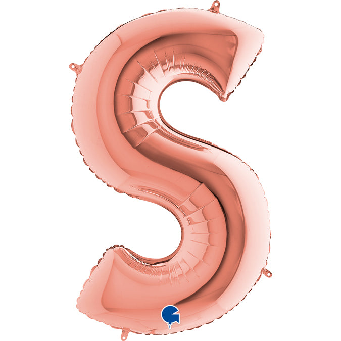 Buchstabe S rosegold Folienballon 102cm heliumgefüllt