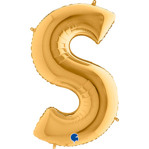 Buchstabe S gold Folienballon 102cm ungefüllt